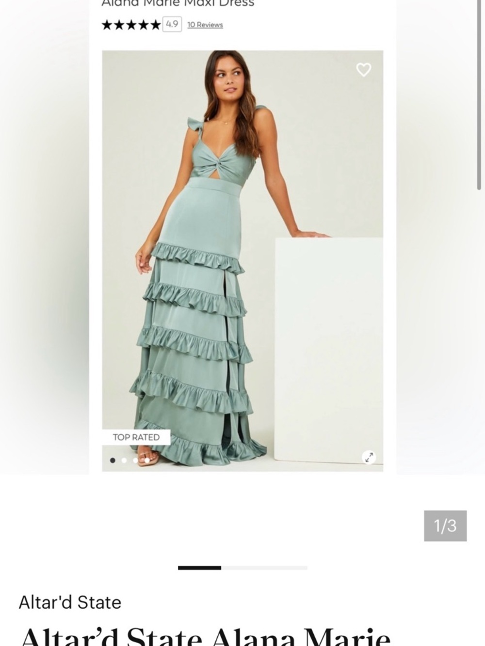 Altar'd State Sage Green Ruffle-Tier Maxi Dress - Picture 5 of 5